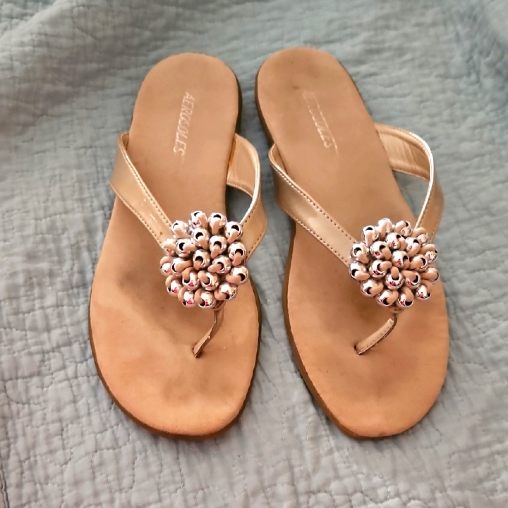 Beaded Tan Sandals